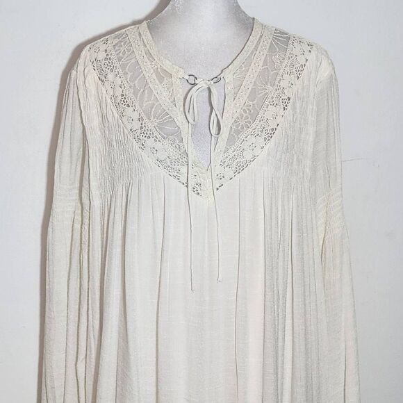 J. Gee Cream Boho Mini Dress NWT Size Large Ivory Lace Shift Style Boho Dress - Picture 3 of 14